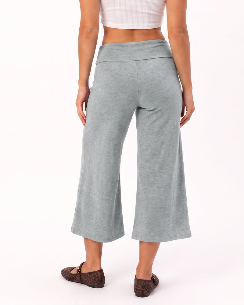 Low-Rise Foldover-Waist Gaucho Pants