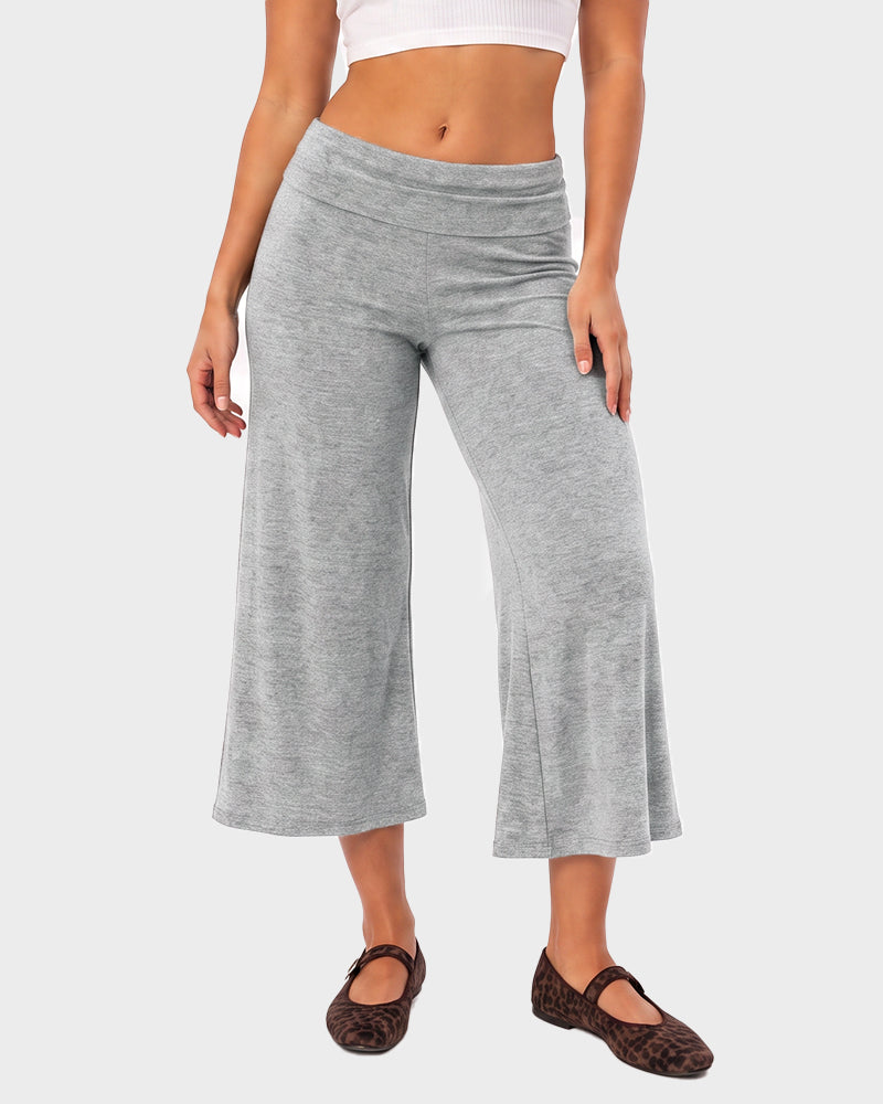 Low-Rise Foldover-Waist Gaucho Pants