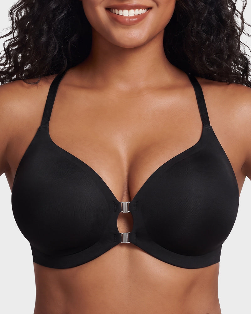 Magnetic Front-Closure Lace Racerback Bra