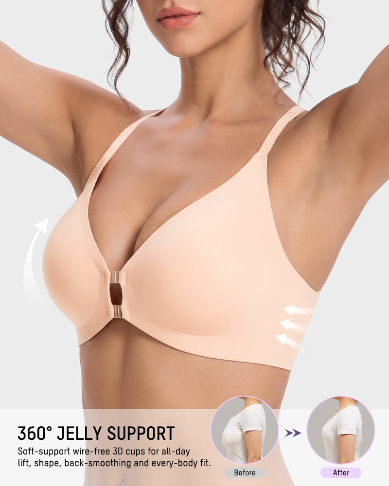 Magnetic Front-Closure Lace Racerback Bra
