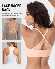Magnetic Front-Closure Lace Racerback Bra