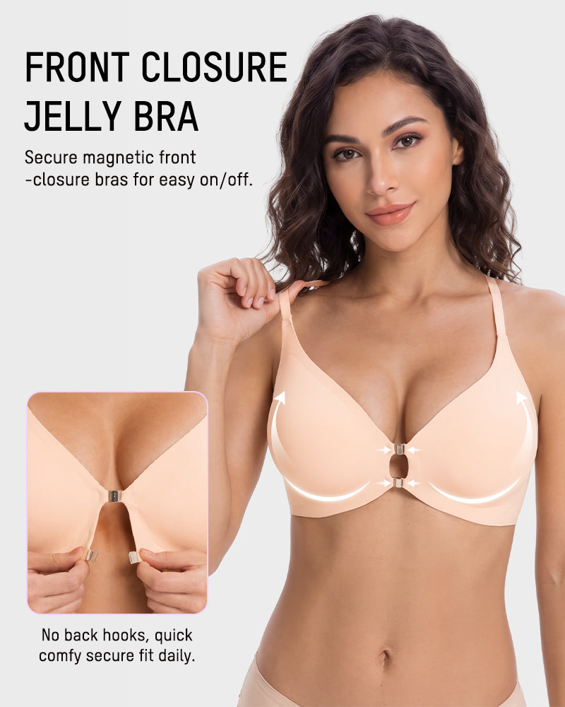 Magnetic Front-Closure Lace Racerback Bra