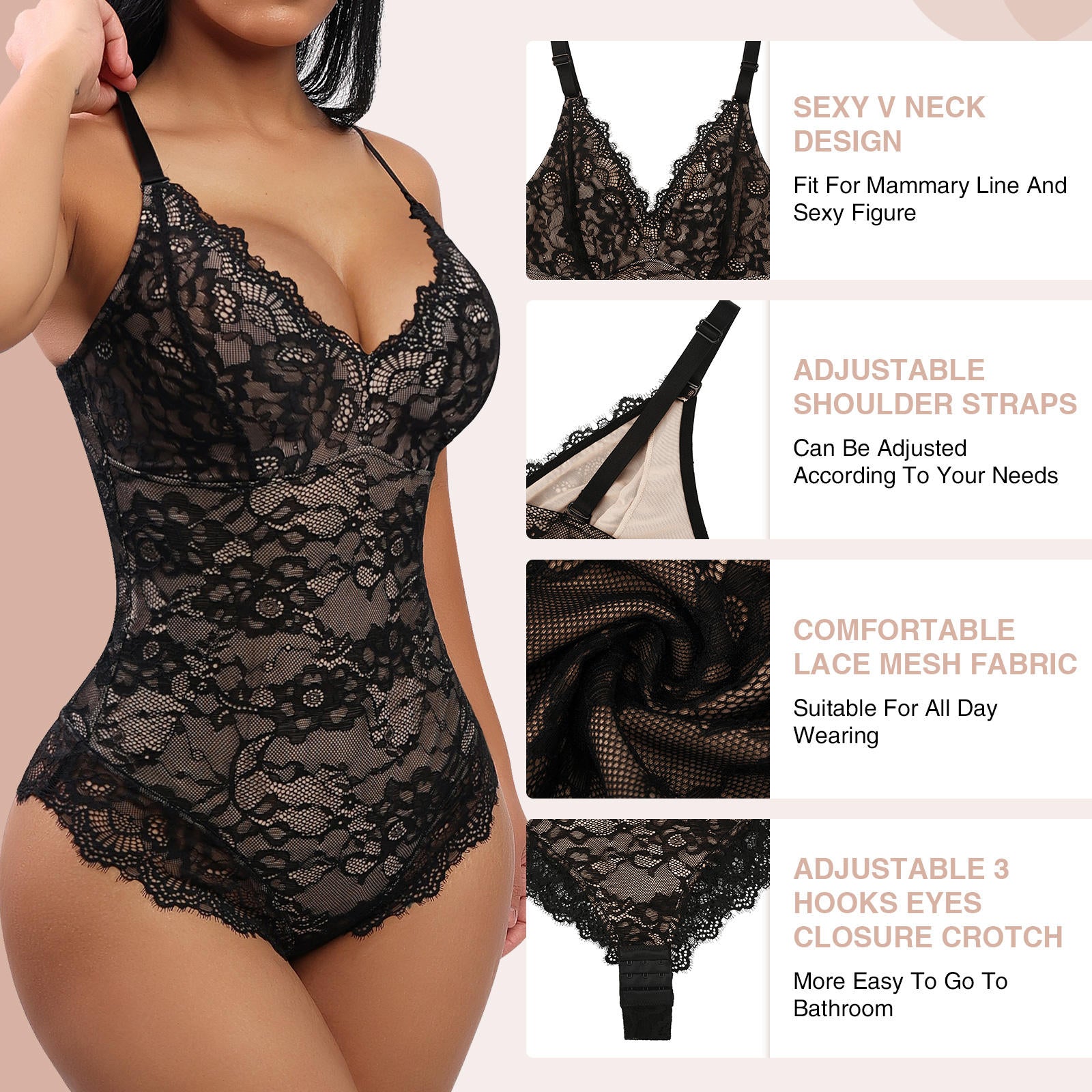 SheCurve® Plus Size Sexy Lace Bodysuits