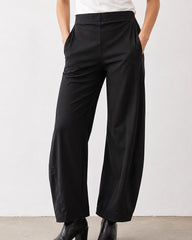Mid-Rise Barrel Pants with Elastic Back Waist