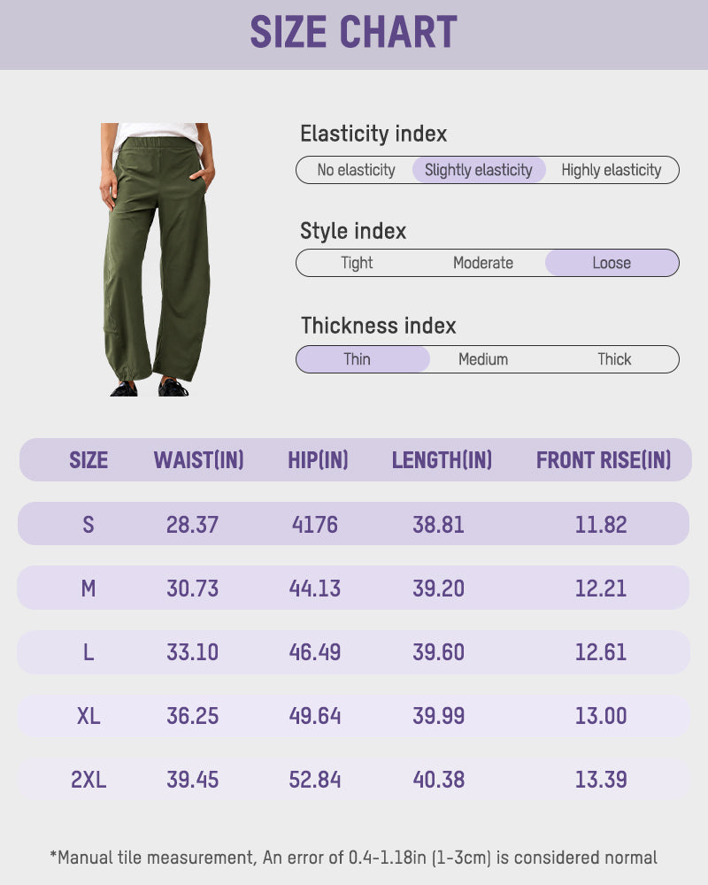 Mid-Rise Barrel Pants with Elastic Back Waist