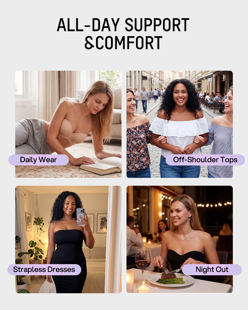 No-Slip Strapless Full Support Bra