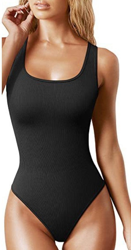 SheCurve® Women's 3 Piece Bodysuits Sexy Ribbed Sleeveless Square Neck Sleeveless Tank Tops Bodysuits