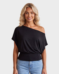 Off-Shoulder Side-Slit Crop Top