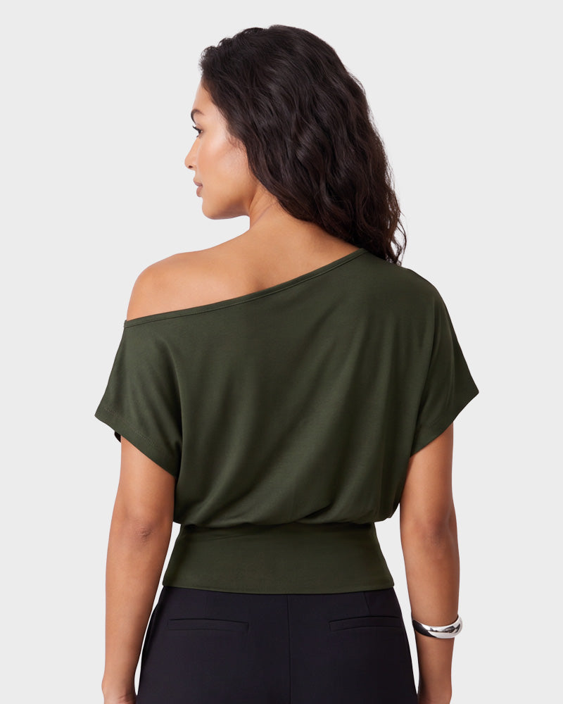 Off-Shoulder Side-Slit Crop Top