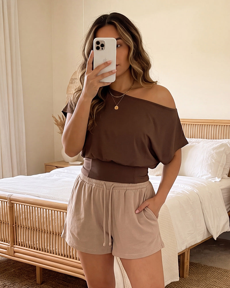 Off-Shoulder Side-Slit Crop Top