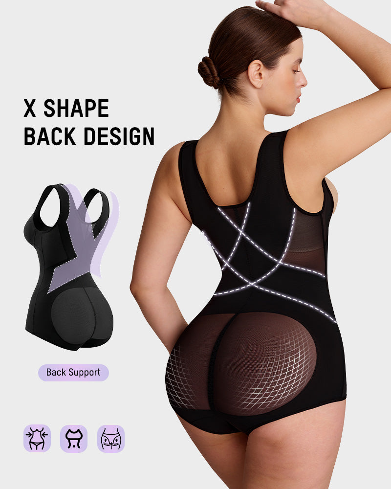 Open Bust Cross Compression Body Shaper