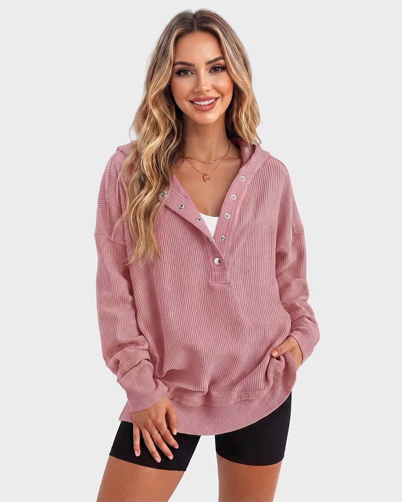 Oversized Collared Ribbed Sweatshirt