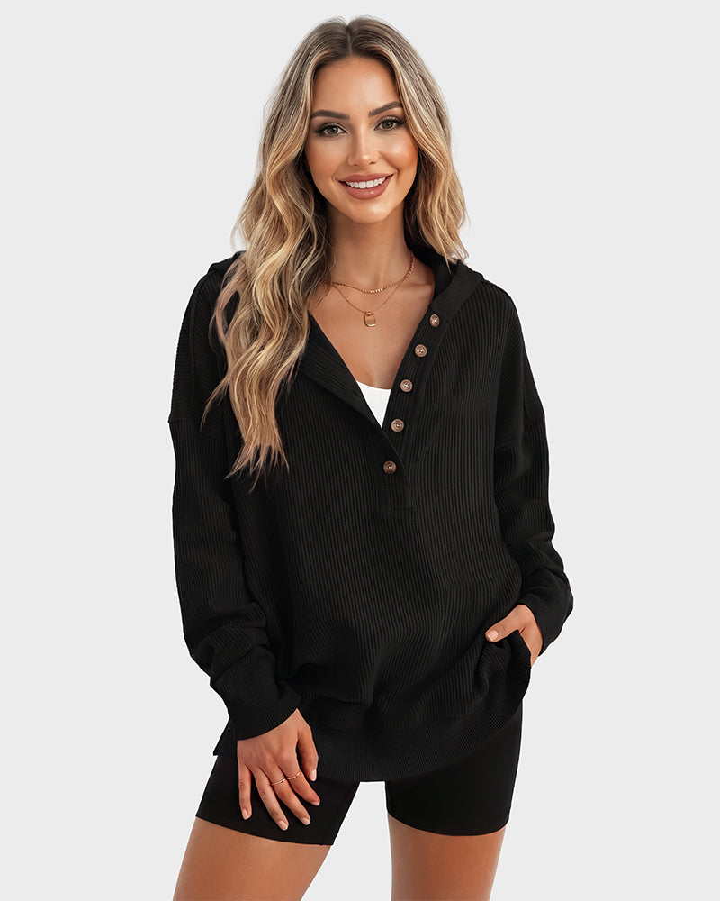 Oversized Collared Ribbed Sweatshirt