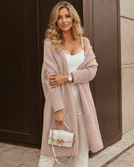 Oversized Hooded Longline Knit Cardigan with Pockets
