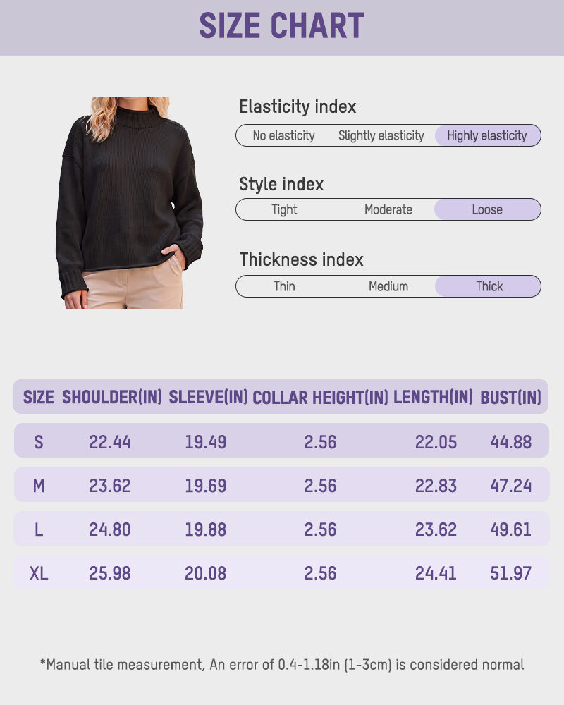 Oversized Mock Neck Long Sleeve Knit Sweater