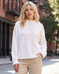 Oversized Mock Neck Long Sleeve Knit Sweater
