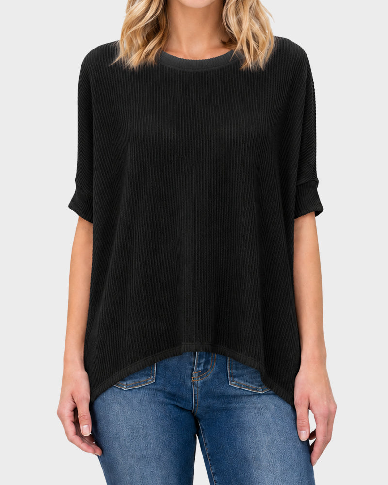 Oversized Ribbed Dolman Sleeve Top