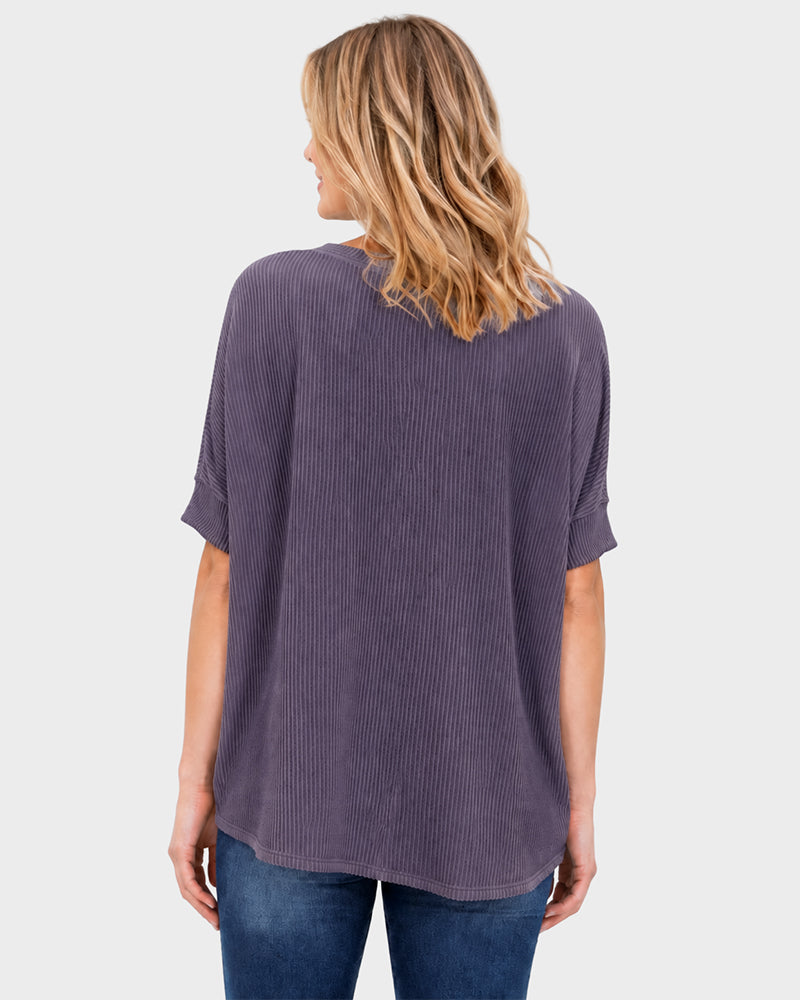 Oversized Ribbed Dolman Sleeve Top