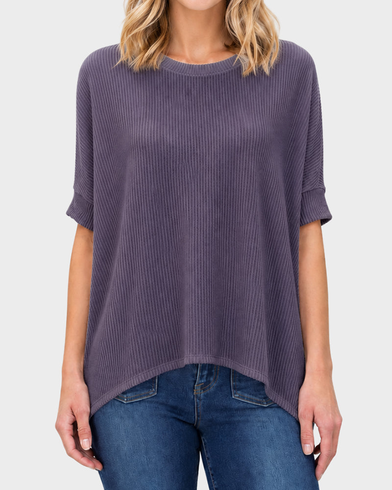 Oversized Ribbed Dolman Sleeve Top