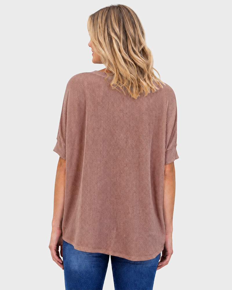 Oversized Ribbed Dolman Sleeve Top