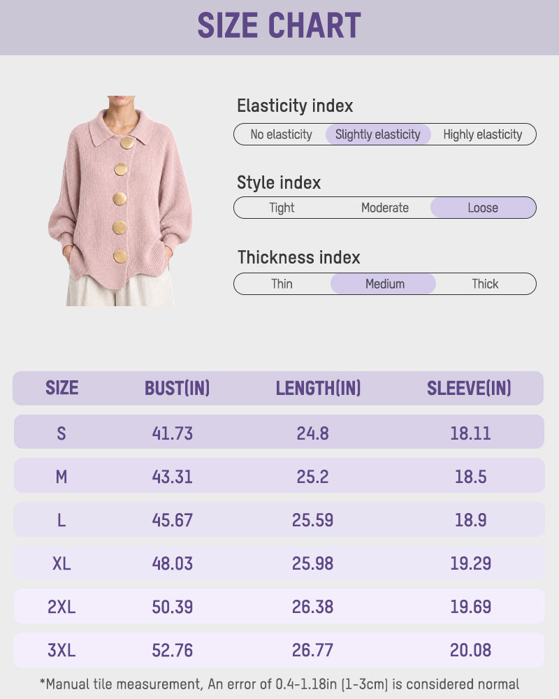 Oversized Ribbed Knit Cardigan with Gold-Tone Buttons