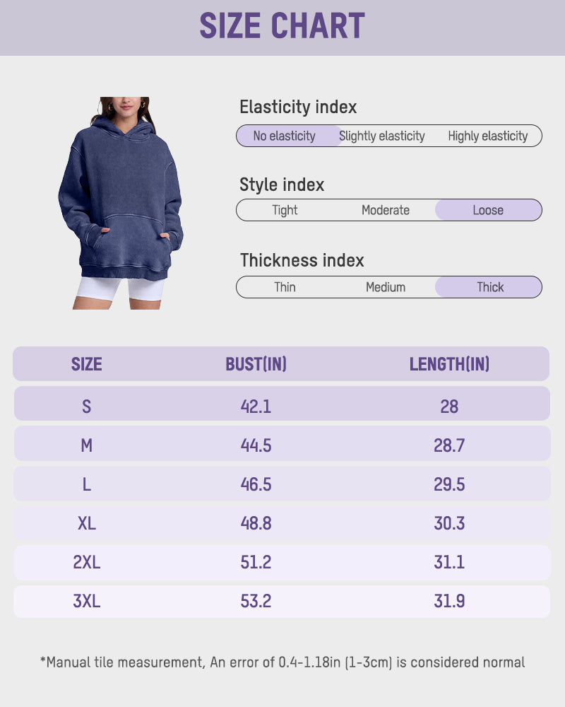 Oversized Unisex Acid Wash Hoodie Pullover