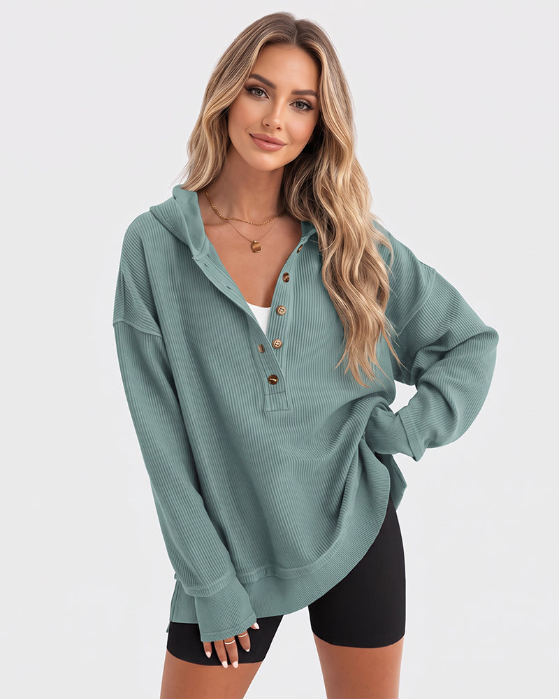 Oversized Collared Ribbed Sweatshirt