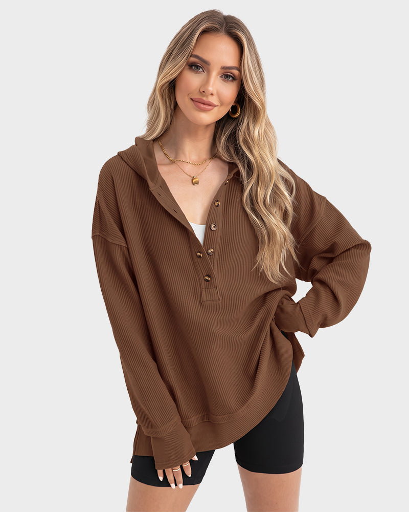 Oversized Collared Ribbed Sweatshirt