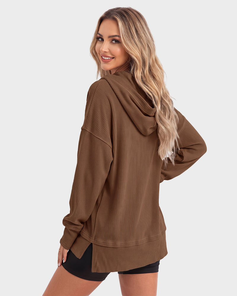 Oversized Collared Ribbed Sweatshirt