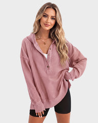 Oversized Collared Ribbed Sweatshirt