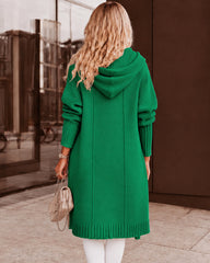 Oversized Hooded Longline Knit Cardigan with Pockets