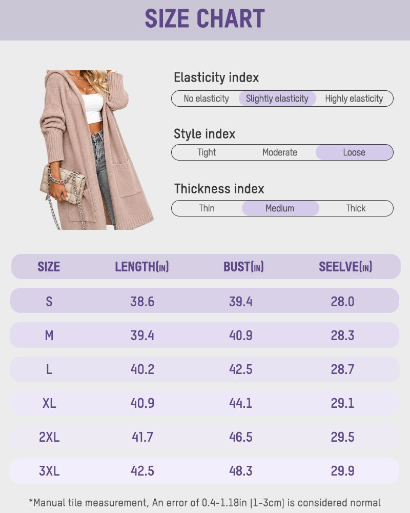 Oversized Hooded Longline Knit Cardigan with Pockets