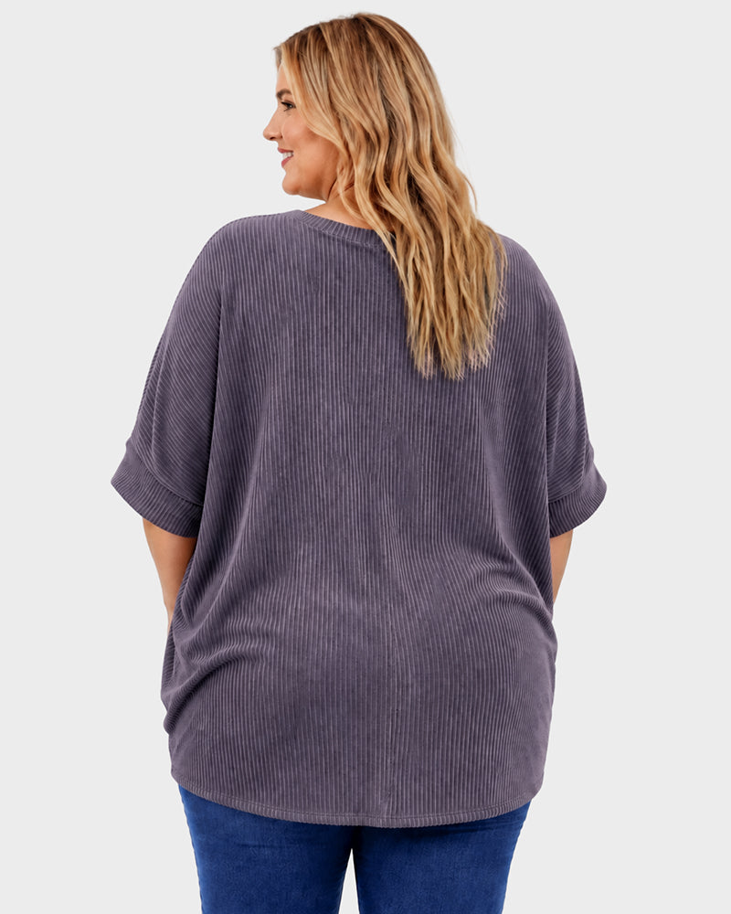 Oversized Ribbed Dolman Sleeve Top