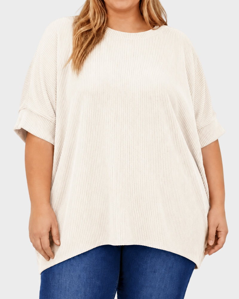 Oversized Ribbed Dolman Sleeve Top