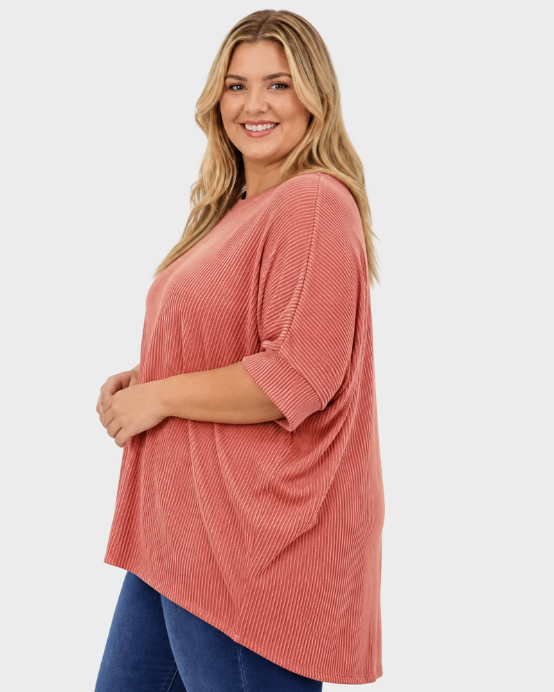 Oversized Ribbed Dolman Sleeve Top