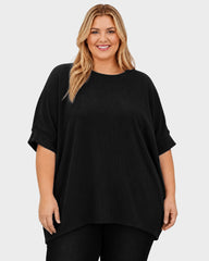 Oversized Ribbed Dolman Sleeve Top
