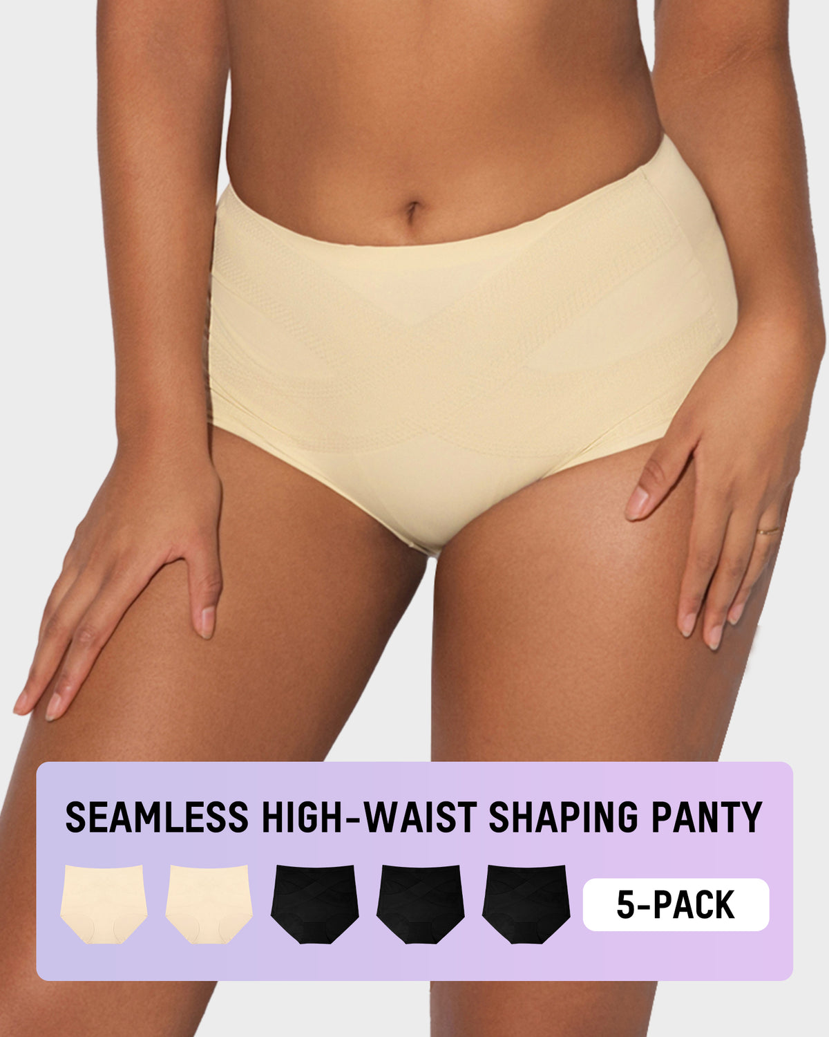 Seamless Tummy Control High-Waist Panties (5 Pack)
