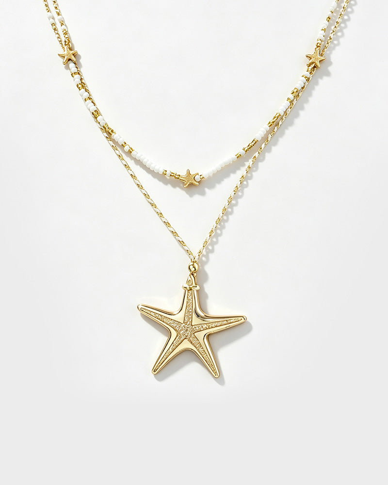 Pearl & Ocean Charm Stackable Necklace