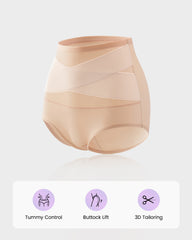 Plus-Size High-Waist Cross Tummy Control Panties (5 Pack)