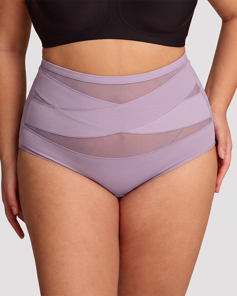 Plus-Size High-Waist Cross Tummy Control Panties (5 Pack)