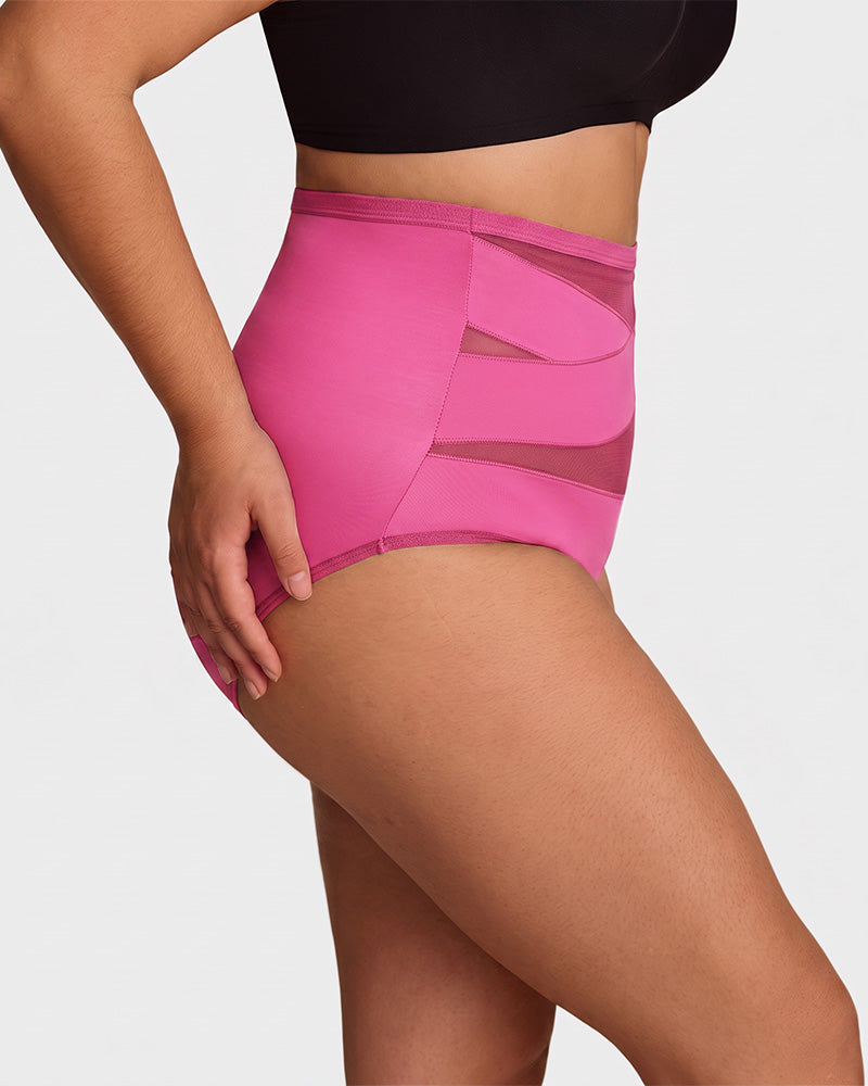 Plus-Size High-Waist Cross Tummy Control Panties (5 Pack)