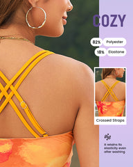 Printed Crisscross Back Tankini Bikini Set