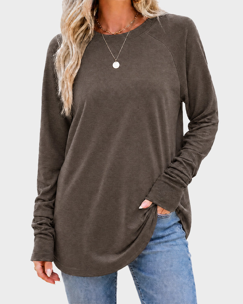 Raglan-Sleeve Longline Top with Thumb Holes