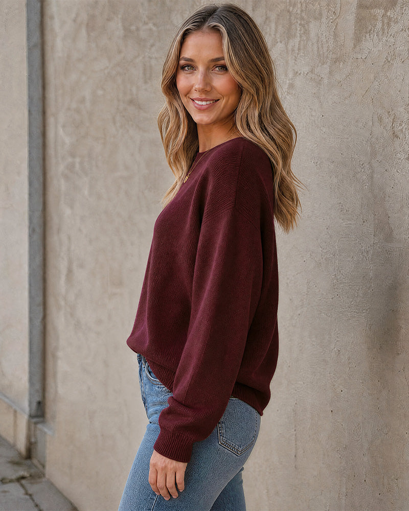 Relaxed Crewneck Knit Sweater