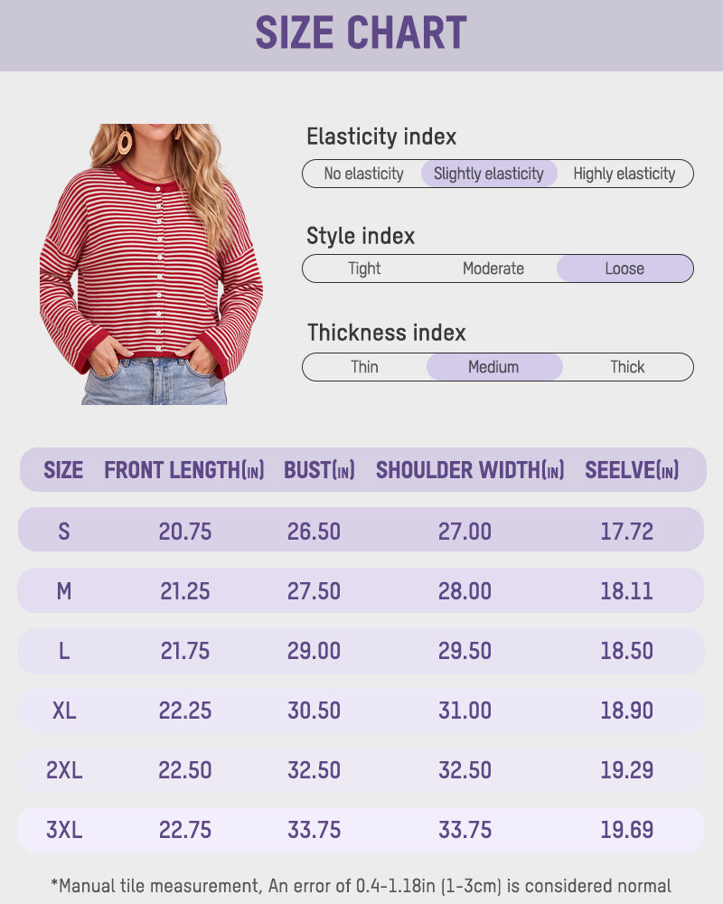 Relaxed Striped Button-Front Knit Cardigan