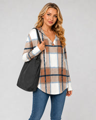 Relaxed V-Neck High-Low Tunic Hoodie