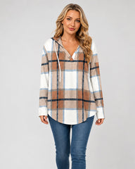 Relaxed V-Neck High-Low Tunic Hoodie