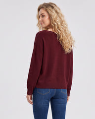 Relaxed Wide Scoop-Neck Drop-Shoulder Knit Sweater
