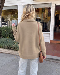 Ribbed Quarter-Zip Thumbhole Knit Pullover