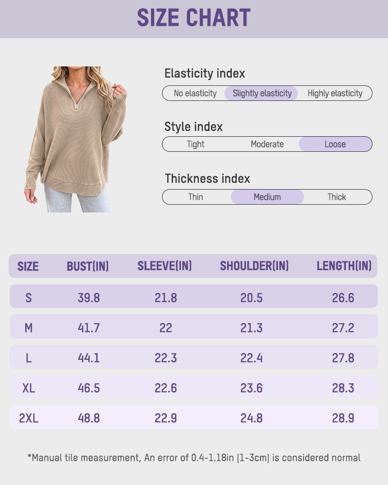 Ribbed Quarter-Zip Thumbhole Knit Pullover